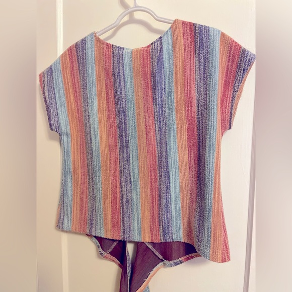 W5 Anthropologie Rainbow Tie Top Size S 🌈💕 - Picture 3 of 5